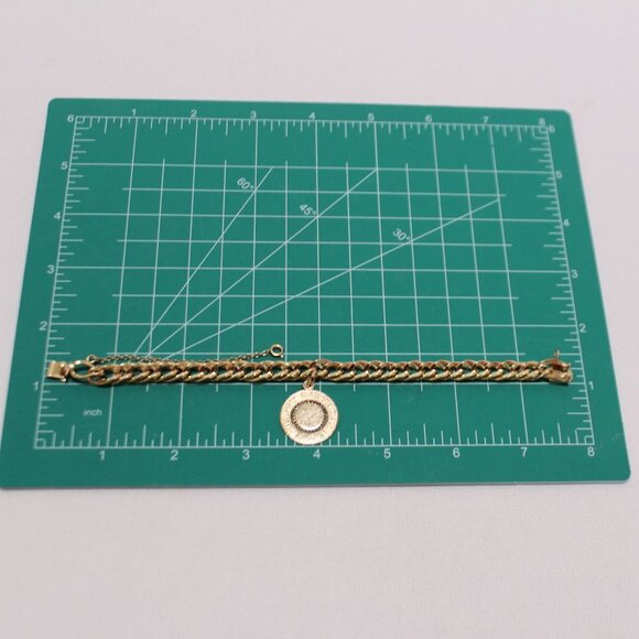 Vintage 12K Gold Filled Double Link Chain Bracelet w/Lamode Happy Birthday Charm - Picture 7 of 10